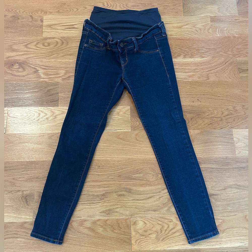 Old Navy Dark Blue Maternity Rockstar Skinny Jeans with Full Belly Panel